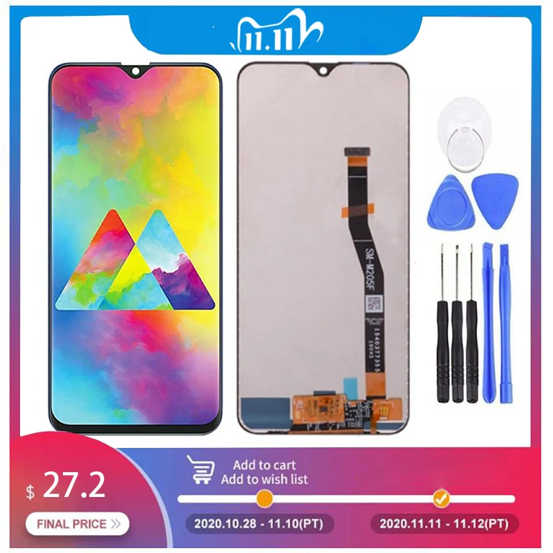 6 3 ''AMOLED для Samsung Galaxy M20 2019 SM M205 M205F ЖК дисплей сенсорный экран дигитайзер в сборе