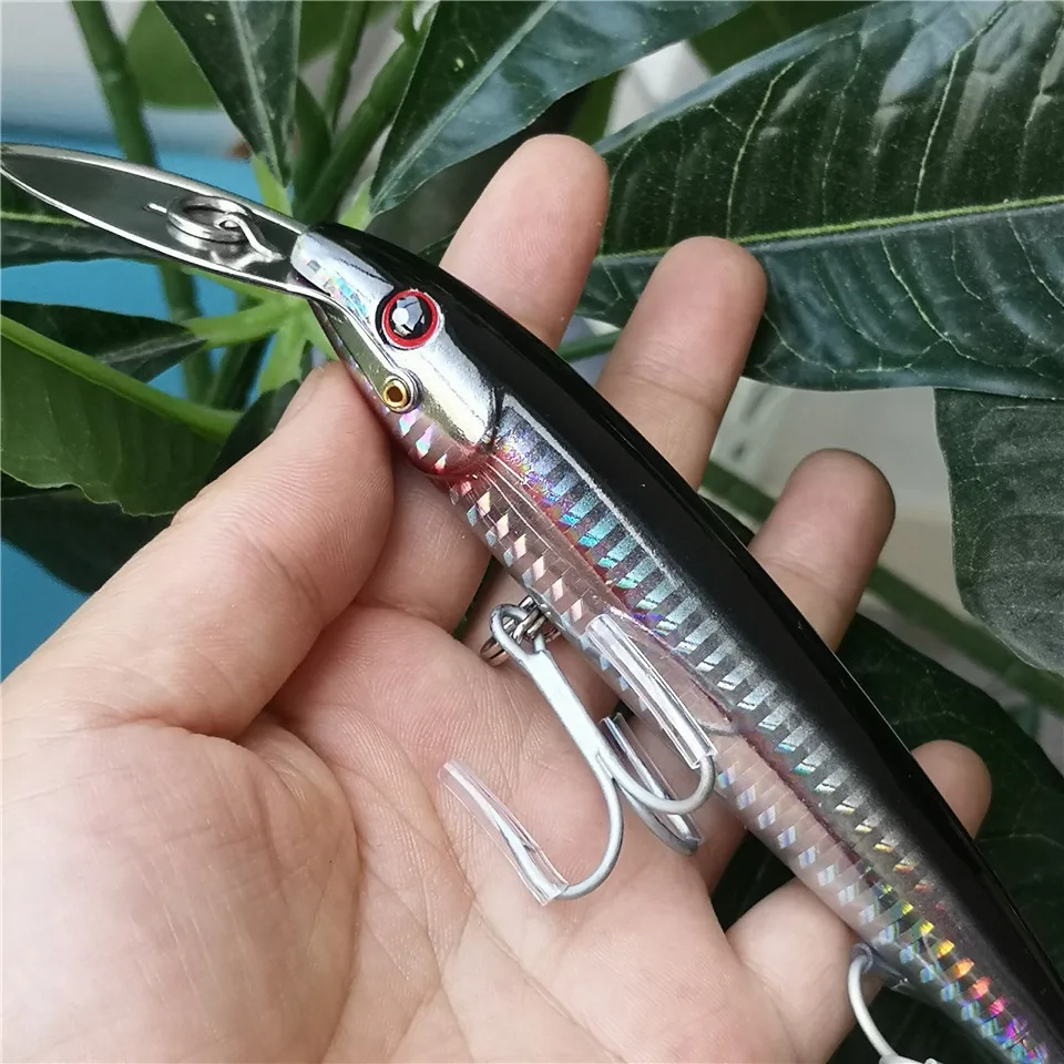 Swolfy 2 TEILE/LOS Trolling Thunfisch Angeln Lockt 32,5g/13cm Minnow Lockt Metall Zunge Schwimm Köder Angelgerät – Detail 2