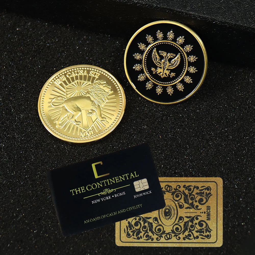 John Wick Movie Gold Coin Cosplay Continental Hotel Card Adjudicator Black Medallion Keanu Reeves Fans Collection Props Costume Props Aliexpress