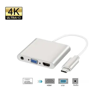 

Great-Q USB 3.1 Type-C HUB to HDMI VGA 3.5mm Audio for MacBook Pro/Pixel/HP /Asus ZenBook 3/LG V20/Nexus 6P TV Video Converter