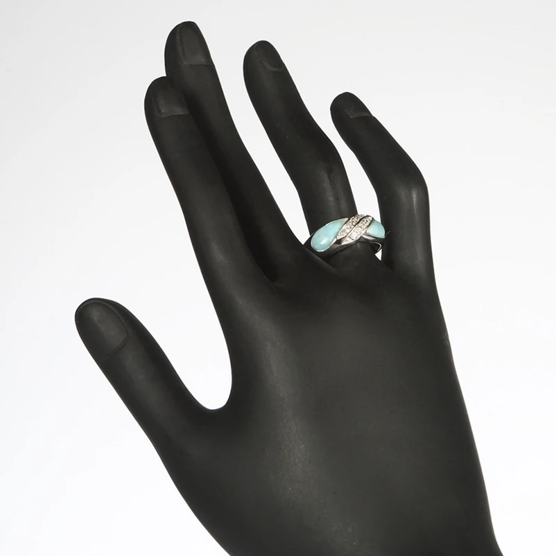 Eulonvan Larimar, натуральный камень, серебро 925 пробы, обручальные кольца для женщин, ювелирные изделия и аксессуары, Прямая поставка, S-3800, Размер 7, 8