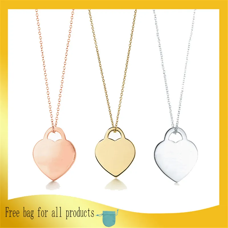 

1: 1 Original Model S925 Sterling Silver Necklaces Fashion Heart-Shape Pendant Necklaces Ladies LOGO Jewelry Birthday Gift