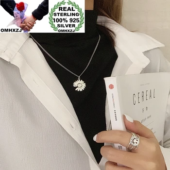 

OMHXZJ Wholesale HA79 European Fashion Woman Birthday Party Gift Vintage Daisy Flower 100% 925 Sterling Silver Pendant Necklace