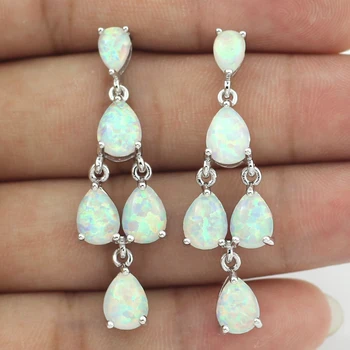 

Pretty White/Blue/Orange Fire Opal Stones Silver Platled Ear Stud Earrings f Women Lady's Gift OE212
