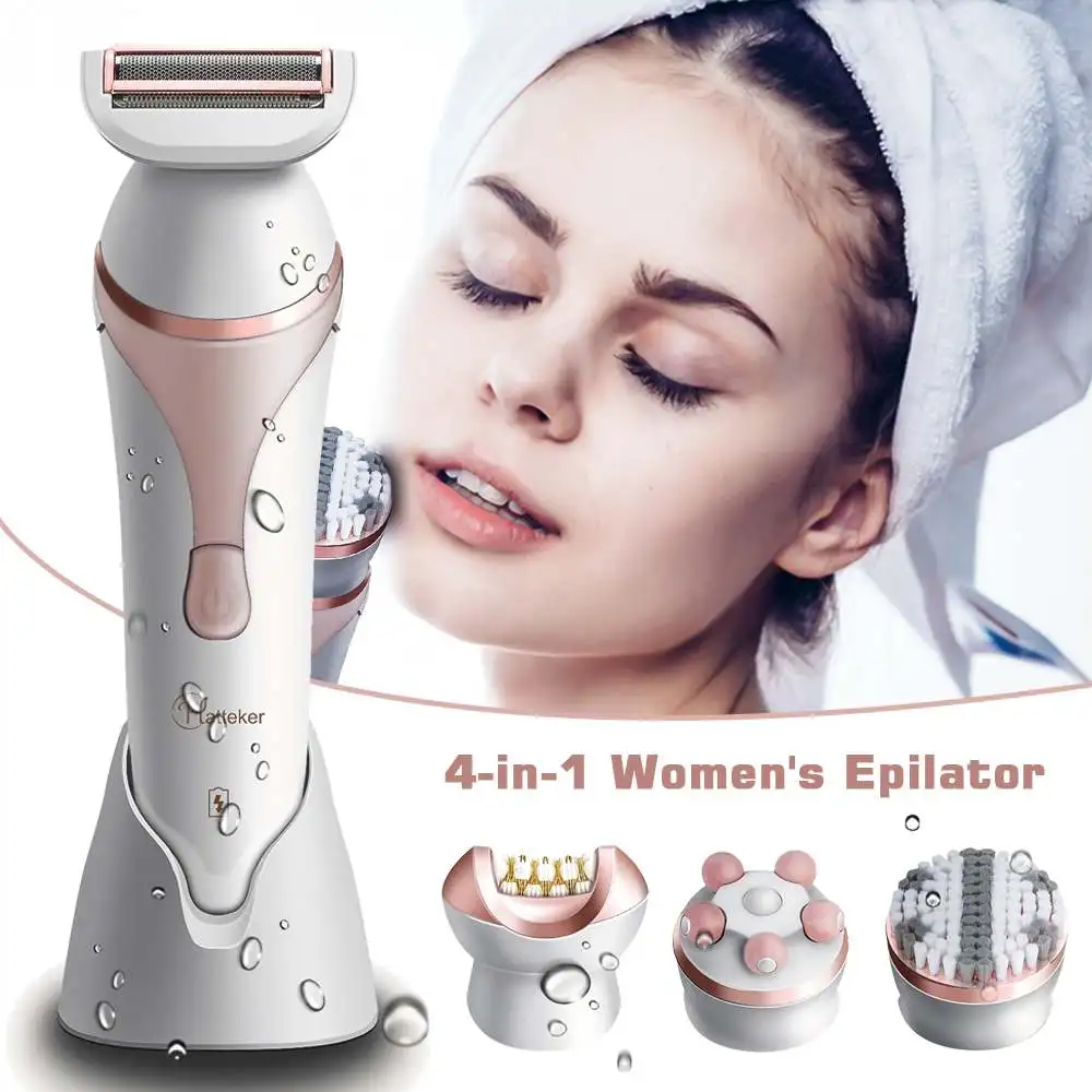 

4 in 1 Women Epilator Electric Female Rechargeable Waterproof Rotating Facial Hair Removal Shaver Wet & Dry Hair Removal Set