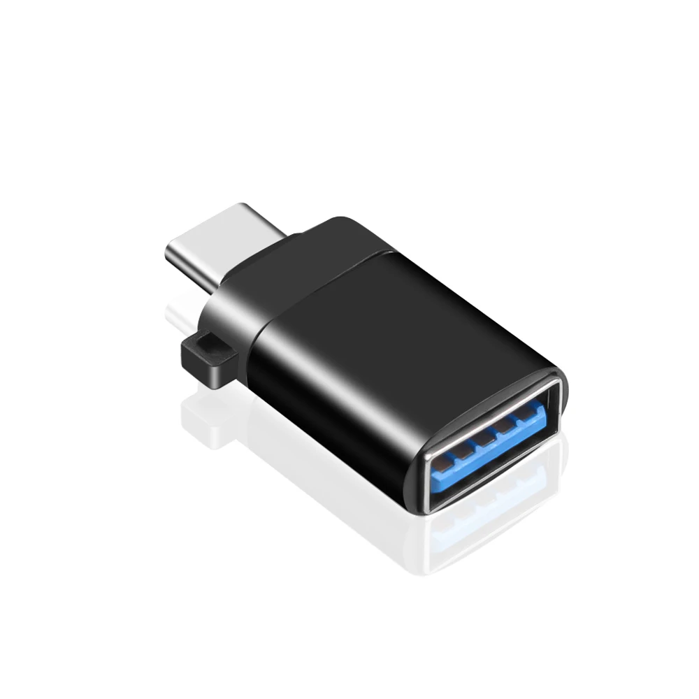 Универсальный type C к USB 3,0 адаптер для Android мобильного телефона мини тип-c разветвитель смартфонов USB C разъемы OTG конвертер - Цвет: Black with string