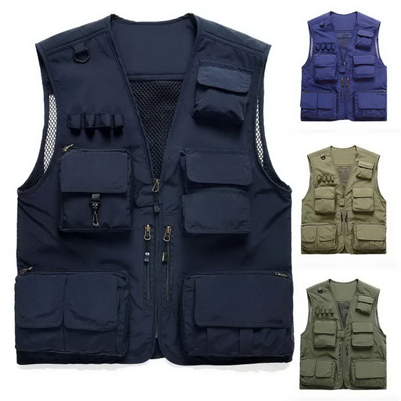 

Outdoor Life Vest Men Breathable Swimming Fishing Jacket Safety Waistcoat Mesh Top Backpack Multi pocket Vest