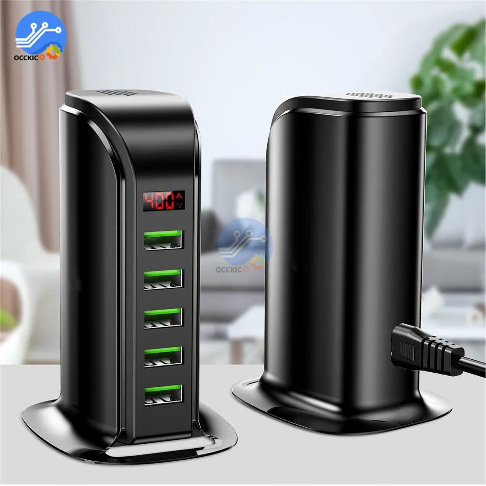 5 портов USB зарядное устройство адаптер концентратор светодиодный дисплей мульти usb зарядная станция для универсального мобильного телефона настенное зарядное устройство США ЕС Великобритания вилка