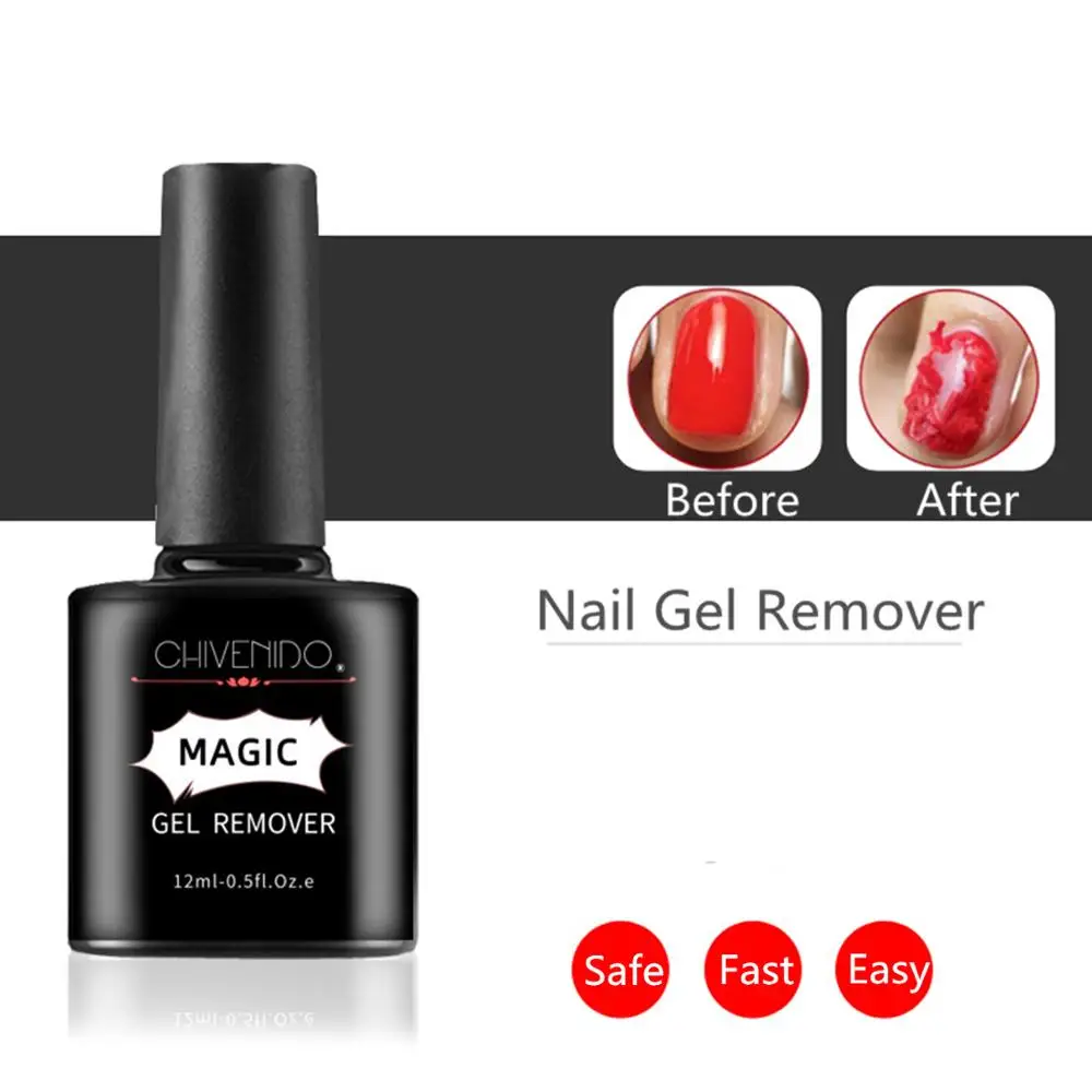 CHIVENIDO 12ml Magic Gel Remover Polish Burst Remover Soak Off Gel Polish Wraps Nail Supplies for Professionals