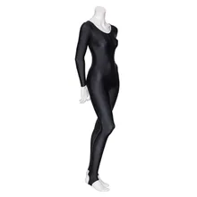 

Speerise Women Shiny Long Sleeve Dance Unitard Stirrup Adults Spandex Gymnastics Unitard Black Full Body Dancewear Catsuits Girl