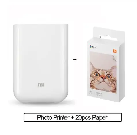 Xiaomi Mijia Photo Printer 300 точек/дюйм AR портативный мини-принтер с DIY Share 500mah Picture Printer VR Видео Печать - Цвет: Add 20pcs Papers