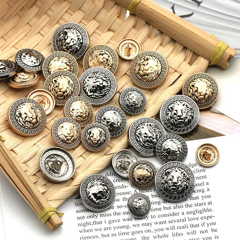 10PCS Clothes Buttons Fashion Lion Head Sewing Button Round Shaped Metal  Gold Button Set for Men Women Blazer Coat Uniform Shirt - AliExpress