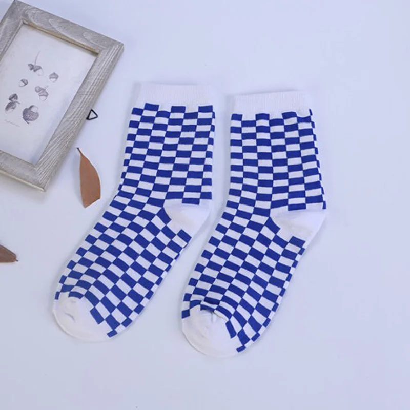 Корея Funky Harajuku тренд женские шахматные носки геометрические носки в клетку мужские Хип Хоп хлопок унисекс уличная новинка носки - Цвет: 2