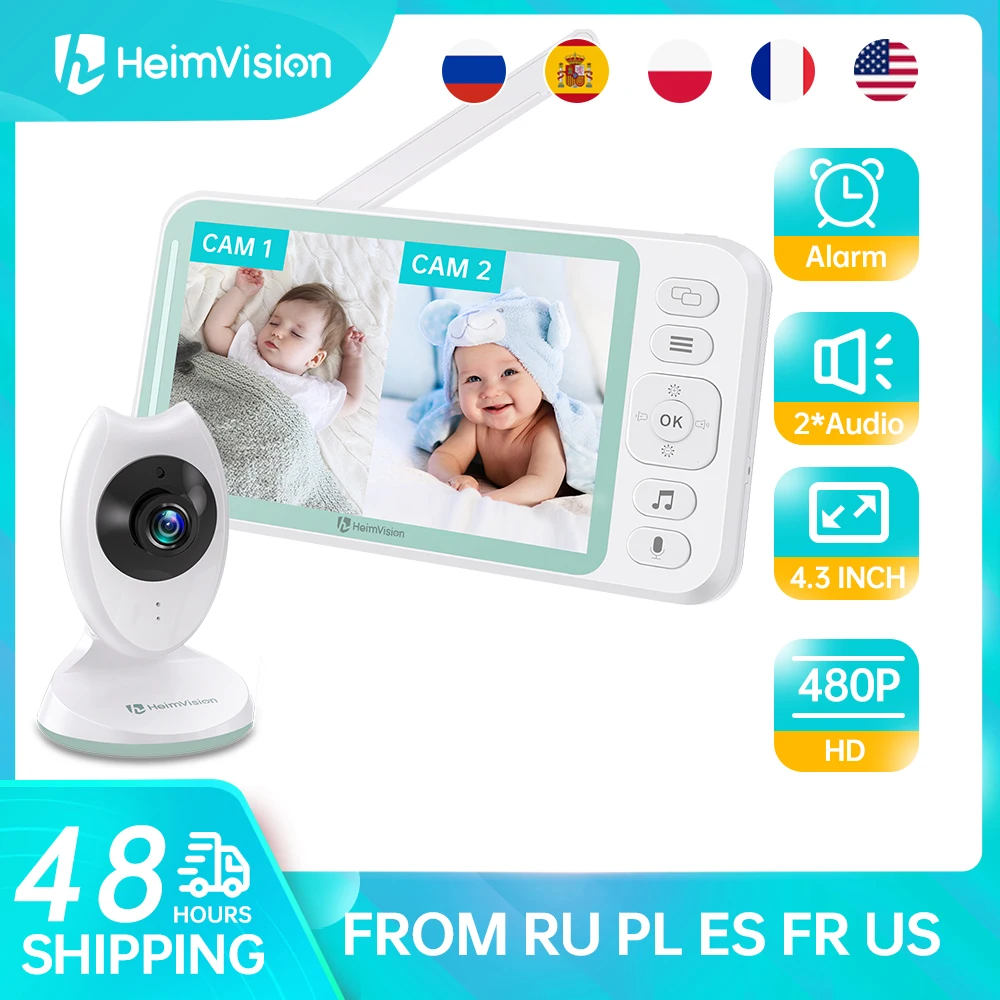 2022 HeimVision HM132 4.3 inch Baby Monitor with Camera Nanny 2-split Screen Night Vision VOX Mode 2 Way Audio Temperature |