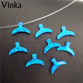 

30pcs Wholesale 10*15MM Whale tail with hole fashion synthetic opal gift pendant