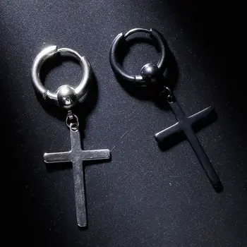 

1pc Chic Earrings Korea Kpop Jewelry Cross Pendant Dangle Charm Gifts Party Fashion V DNA Women Men Accessories