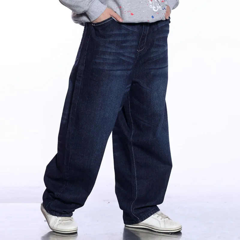 Мужские широкие синие джинсы в стиле хип-хоп, уличная одежда размера плюс, мужские отбеленные мешковатые джинсы, джинсовые штаны для скейтбординга