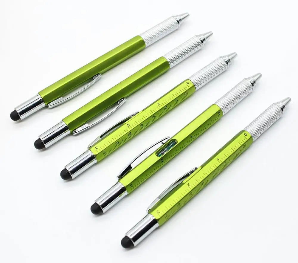 Многофункциональная отвертка линейка спиртовой уровень шариковая ручка stylo pennen boligrafos kugelschreiber canetas penna 03662 - Цвет: 1pcs green