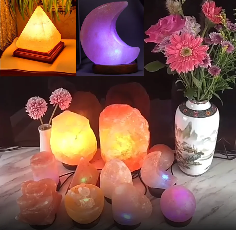Pyramid Salt Lamp Night Lights Colorful Himalayan Salt Crystal Light