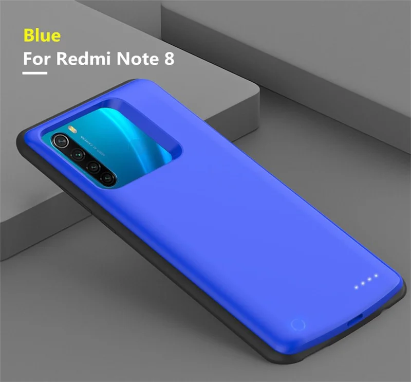 Чехол питания для Xiaomi Redmi Note 8, чехол для зарядного устройства, тонкий запасной внешний аккумулятор, задняя крышка для Redmi Note 8, чехол для аккумулятора с зажимом - Цвет: Blue