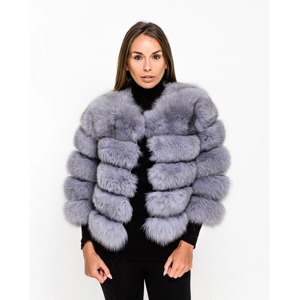 TOPFUR, модное зимнее пальто из натурального меха, женское короткое пальто из натуральной голубой лисы, кожаная куртка, рукав три четверти, Manteau Femme