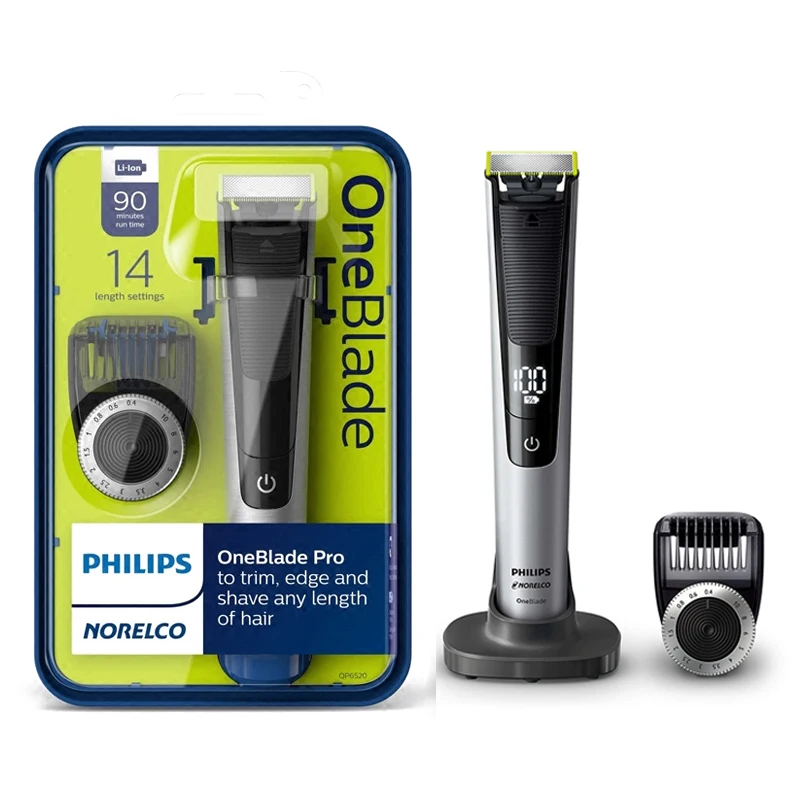 Philips QP6520 OneBlade Pro Electric Shaver Original Rechargeable Sliding Coating and Double-sided Blade Support Wet& Dry