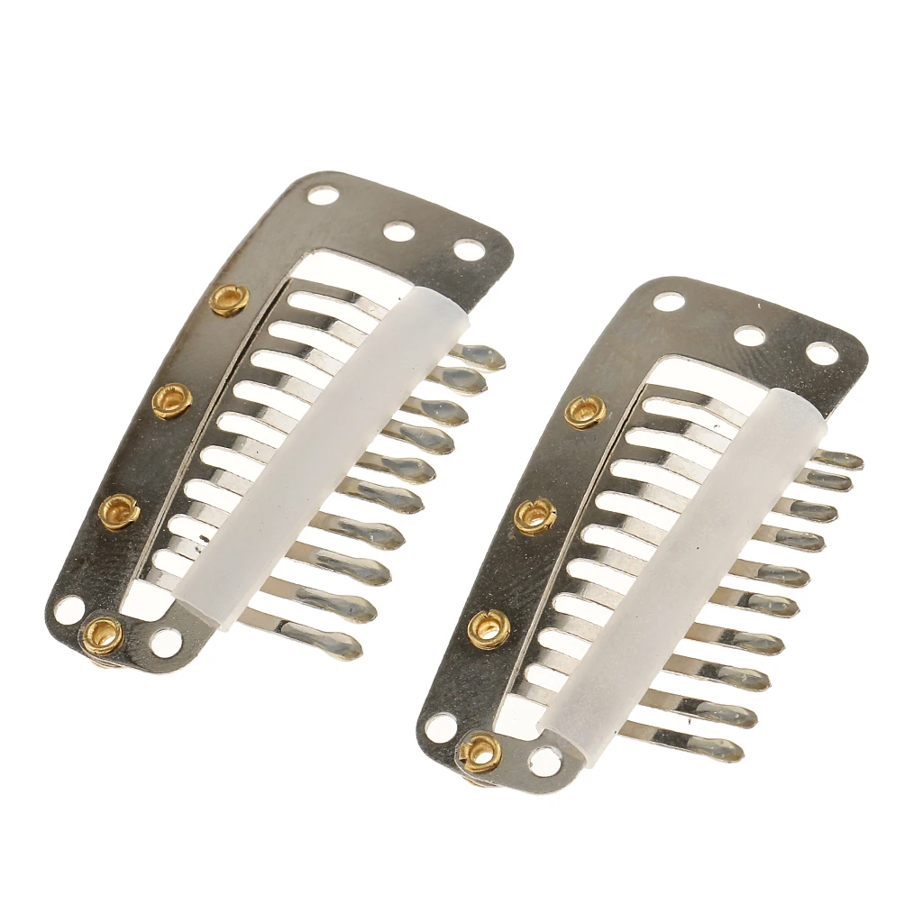 100Pcs Steel Snap Comb Clips 10 Teeth for Toupees Wigs Weft Hair Extensions