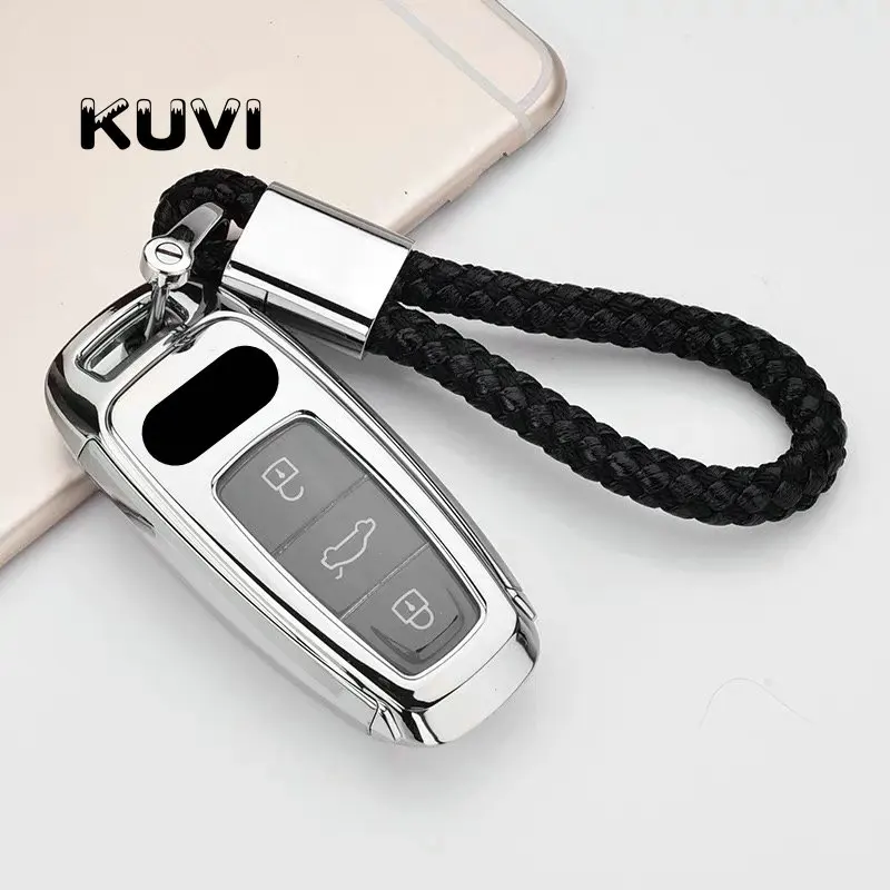 silver with keychain PC+ TPU Чехлы для автомобильных ключей чехол для ключей для Audi A6 C8 A7 A8 чехол для ключей аксессуары для автомобиля - Название цвета: silver with keychain