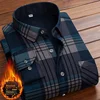 Autumn Winter Thick Velvet Dress Shirt For Men Casual Long Sleeve Warm Fleece Lining Shirts Fashion Soft Flannel Plus Size 5XL ► Photo 3/6