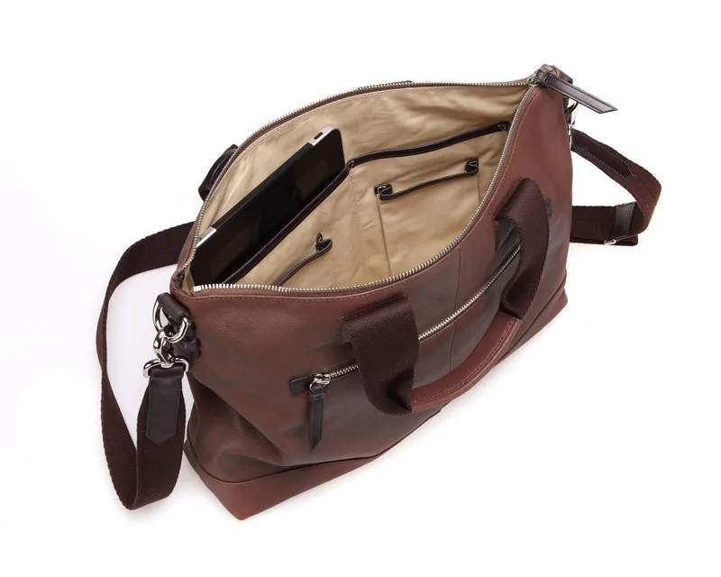 Chic Brand Genuine Leather Businessmen's Casual Laptop Briefcase Gray Handbag Authentic Cow Skin Male Large Cross Shoulder Bag