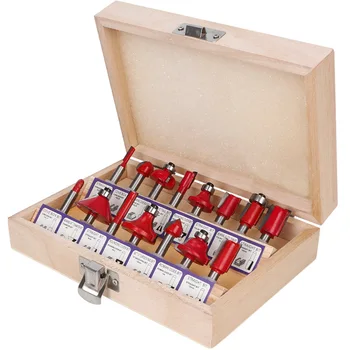 

Hi-Spec 12/15pc 1/4 1/2 Router Bit Set Woodworking Milling Cutters For Wood Cutter Engraving Cutting Tools