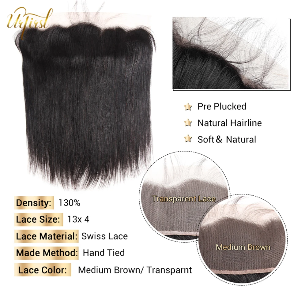 HD Transparent Lace Frontal with Bundles Brazilian Straight Hair Bundles with Frontal Human Hair Bundles with Frontal For Women