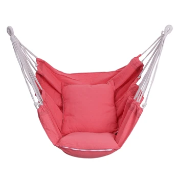 

Garden Hang Chair Swinging Indoor Outdoor Furniture Hammock Hanging Rope Chair Swing Chair Seat with 2 Pillows