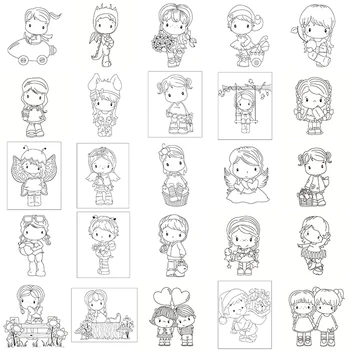 

Cartoon girl Rubber Silicone Clear Stamps for Scrapbooking Tampons Transparents Seal Background Stamp Card Making Diy