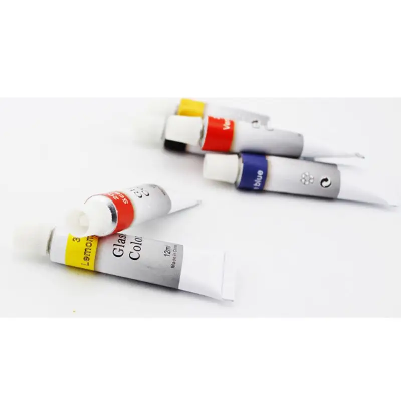 12ml 12 Color Glass Paint Acrylic Hand Painted Pigments Drawing Tubes Art Supply