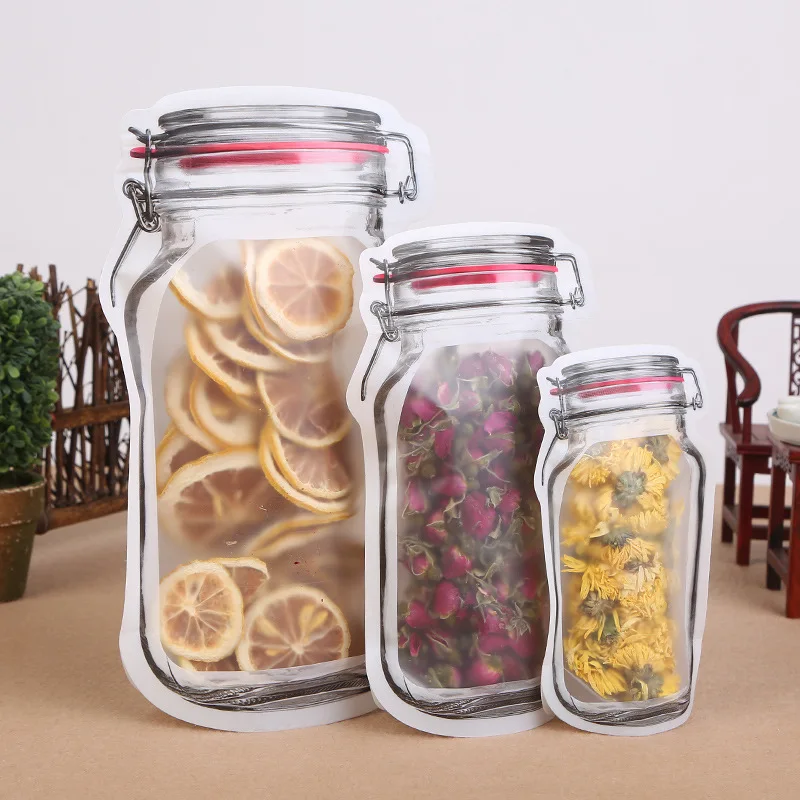 Reusable Mason Jar Nuts Candy Snacks Zipper Sealed Bags Fresh Food Storage Bag