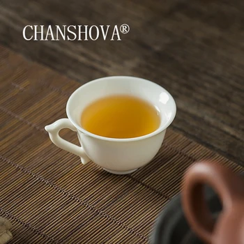 

CHANSHOVA 30ml Traditional Chinese style Personality brief White porcelain Small wine cup teacup mug China Ceramic tea set H451