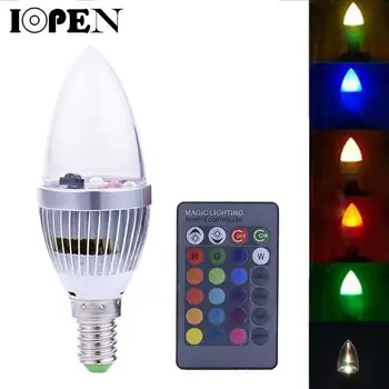 

IOPEN E14 3W-RGB LED Lamp Colorful Led candle Light Remote-Controller-Light-Bulb-Colorful-Candle-Lamp 85-265 V Home Decor