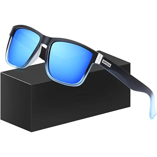 HGE-H, спортивные, стильные, поляризационные солнцезащитные очки, мужские, очень классные, цветные, квадратные, солнцезащитные очки,, УФ, фотохромная линза, очки для вождения - Цвет линз: Black Blue Frame