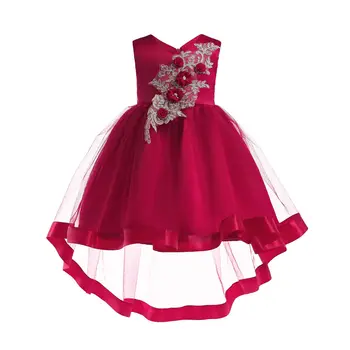 

Red Kids Dresses For Girls Flower Dress Wedding Little Girl Ceremony Party Birthday Dress Children Autumn Clothing