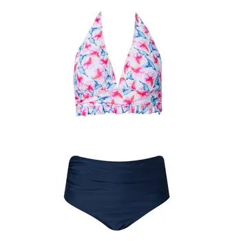 

Women'S Print Split High Waist Halter Swimsuit Backless Sleeveless Swimsuit Women & Girls Swimwear Swimdress