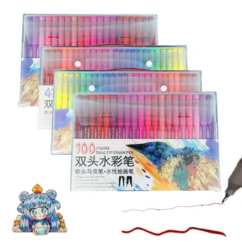

Watercolor Pen Brush Markers Dual Tip Fineliner Drawing for bullet Journal Art Markers 12 24 36 48 60 72 100 120 Colors Pens