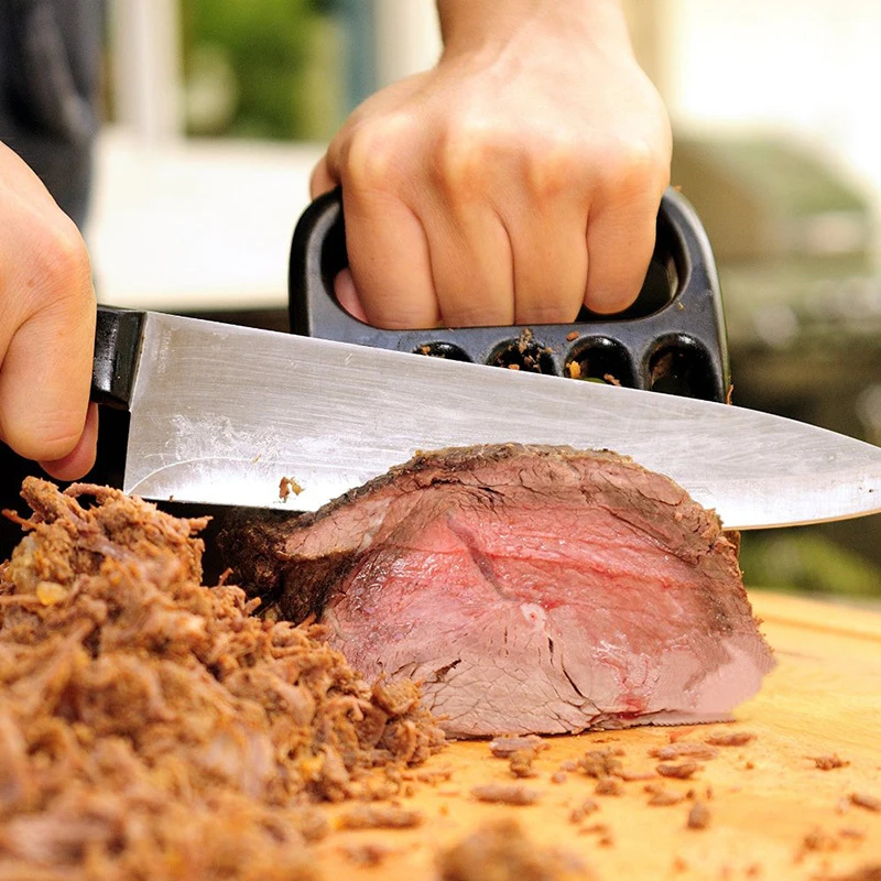 Using it with a knife to safely cut meat