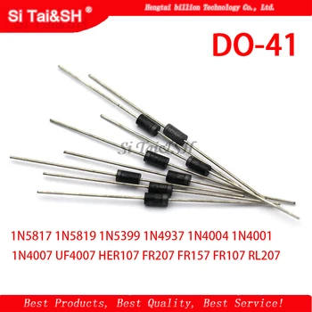 

100PCS Schottky Rectifier Diode 1N5817 1N5819 1N5399 1N4937 1N4004 1N4001 1N4007 UF4007 HER107 FR207 FR157 FR107 RL207 DO-41