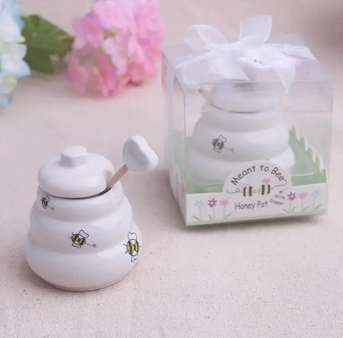 

150SET/Lot Meant to Bee Ceramic Honey Pot wedding favor baby shower party birthday gift children guest gift present SN50