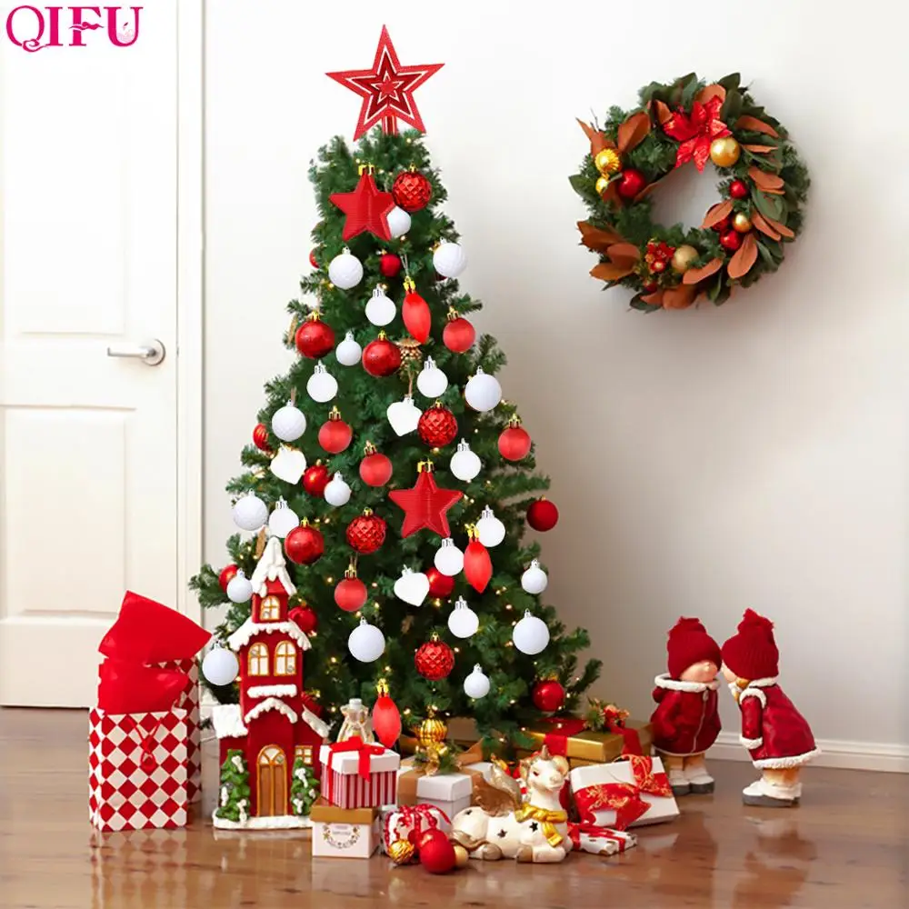 

QIFU 50/80/90pcs Merry Christmas Ornaments Christmas Tree Decorations For Home 2019 Navidad Christmas Ball Xmas Tree Ornaments