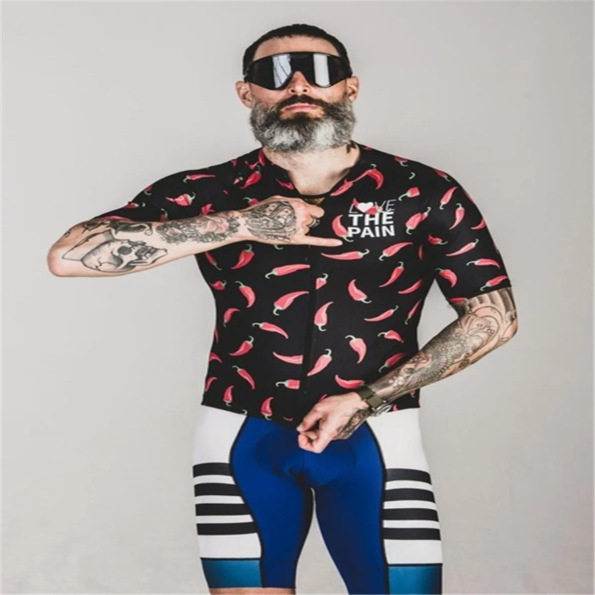 LOVE THE PAIN Pro Team Cycling Set 2021 High Quality American Professional Summer Outdoor Cycling Jersey Italian Webbing Pants LOVE THE PAIN Pro Team Cycling Set 2021 High Quality American Professional Summer Outdoor Cycling Jersey Italian Webbing Pants