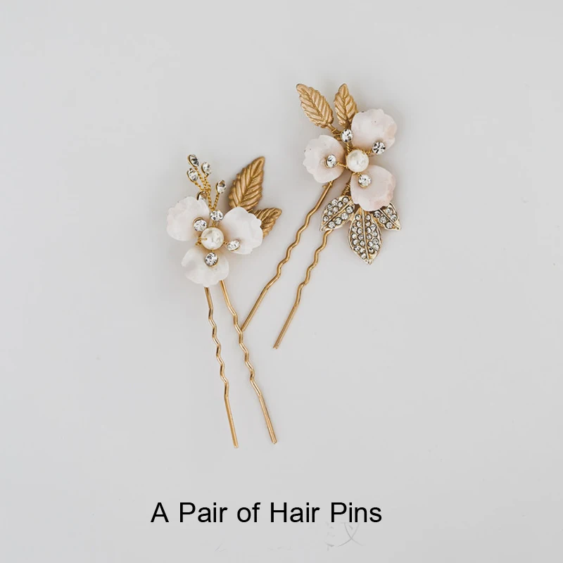 Hairpins Винтажные Свадебные аксессуары с цветами, расческа для волос, заколки для невесты, головные уборы, свадебные аксессуары, головные уборы, свадебные шиньоны для женщин - Цвет: Hairpins