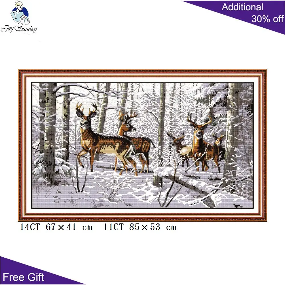 Joy Sunday снежные антилопы вышивка крестиком D003 14CT 11CT подсчитанные и отпечатанные