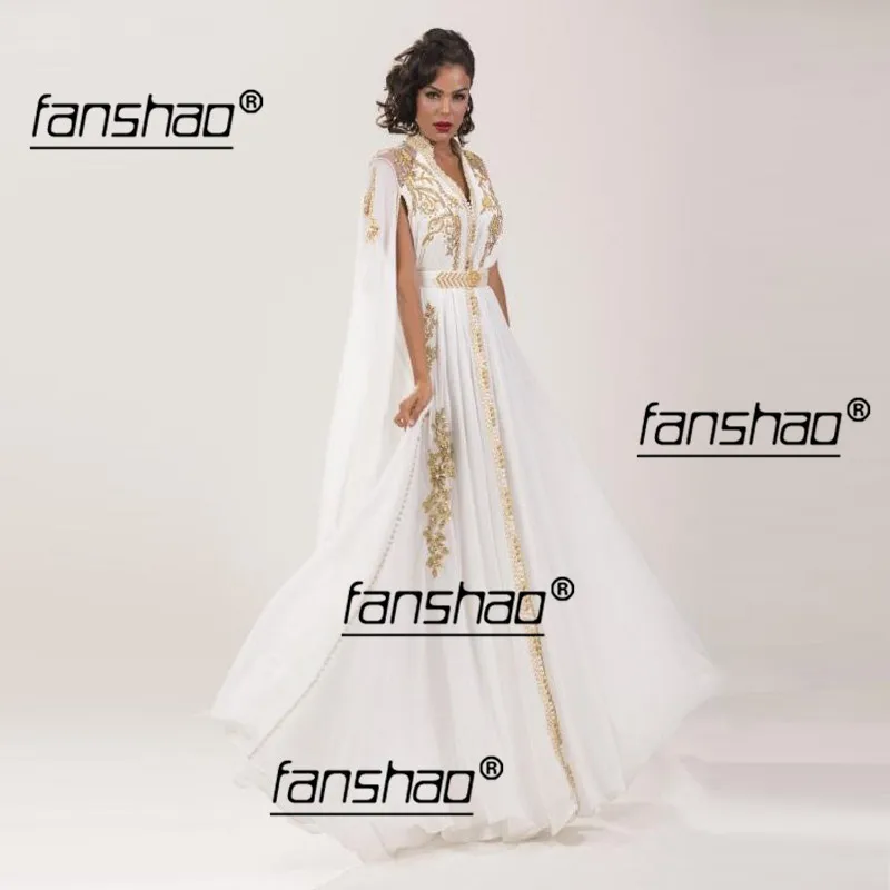 white and gold moroccan kaftan